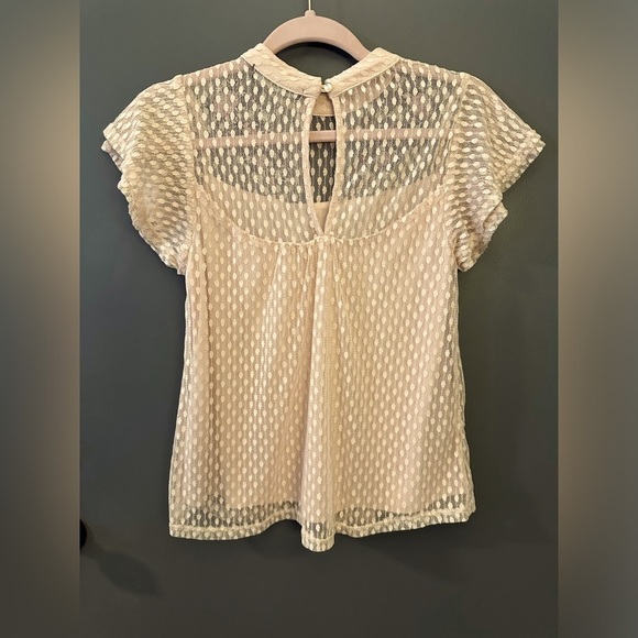 Heart Soul Pink Partly Sheer Short Sleeve Blouse - Picture 3 of 4